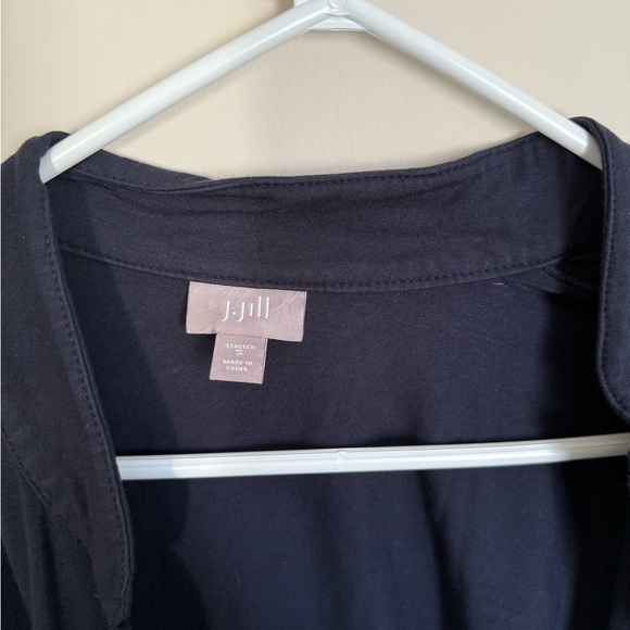 J. Jill Navy Blue Lightweight Stretchy Rayon Open Front Draped Cardigan Sz Small - Picture 3 of 6